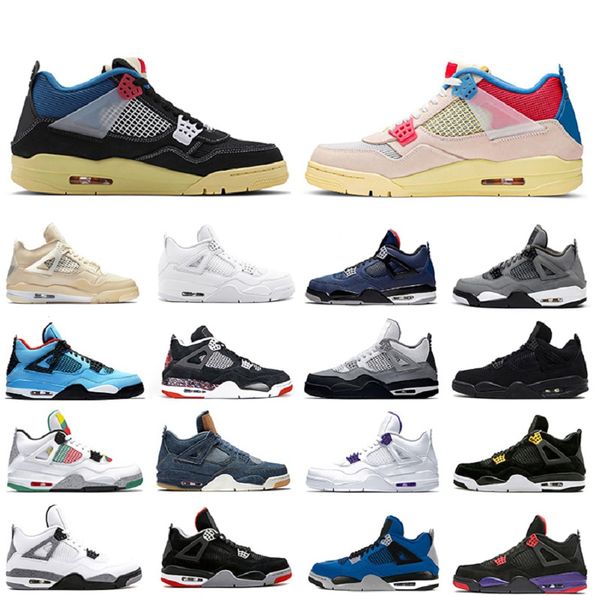 

union x noir 4 4s what the men basketball shoes women wings white cement bred cool grey royalty mens sports sneakers 5.5-13