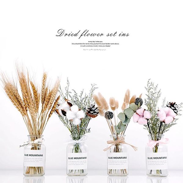 

decorative flowers & wreaths natural dried flower with glass vase po props shooting home decoration display filler floral wedding party deco