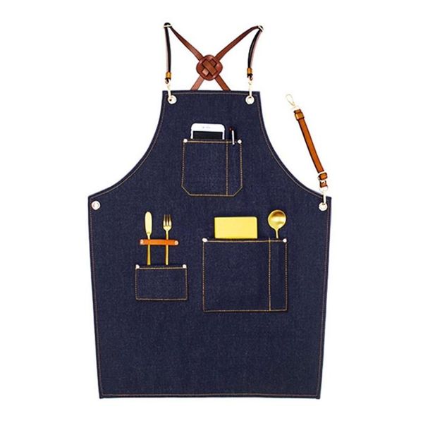

aprons denim apron leather belt home daily use hairdresser florist bakery milk tea shop barista work clothes