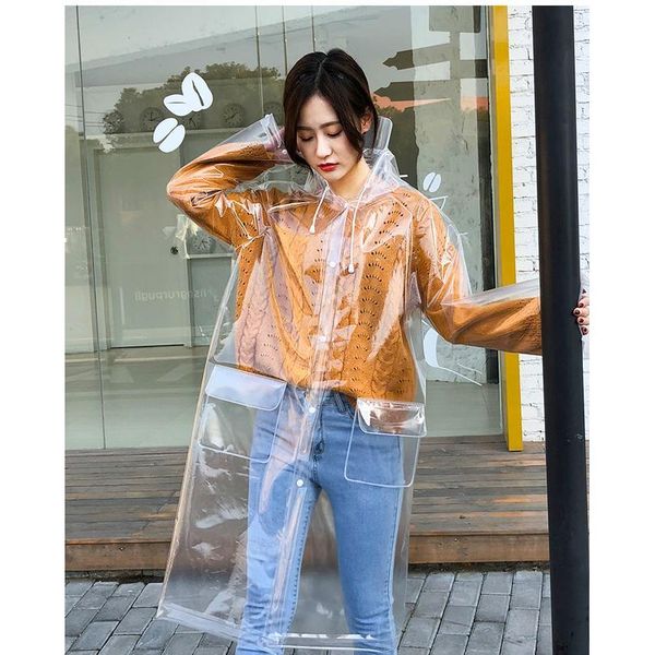 

transparent eva long women men fashion raincoat jackets girl fashion clear hooded impermeable outdoor travel ra jlltqz