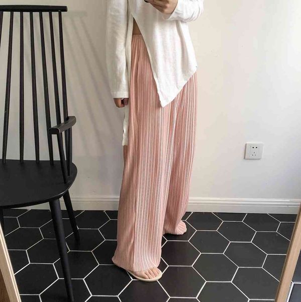 

pants trousers louvre summer korean version lazy fold elastic drape high waist wide leg shake loose thin women, Black;white