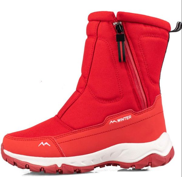 

boots woman winter thick couple snow plus velvet warm side zipper outdoor casual short resistance cotton shoes, Black