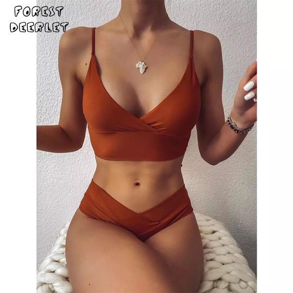 

bikini swimsuit women swimwear two piece 2021 new solid vest bathing suit female high waist brazilian beachwear