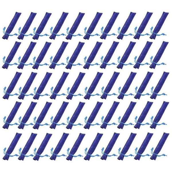 

50 pcs blue velvet pen pouch sleeve holder single pen bag case pencil bag