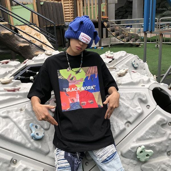 

men's t-shirts street short sleeve fashion brand masked head bf hip hop net red fried lovers tees, White;black