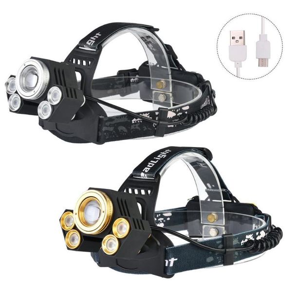 

rechargeable waterproof headlamp headlight 6 modes light work zoom fishing