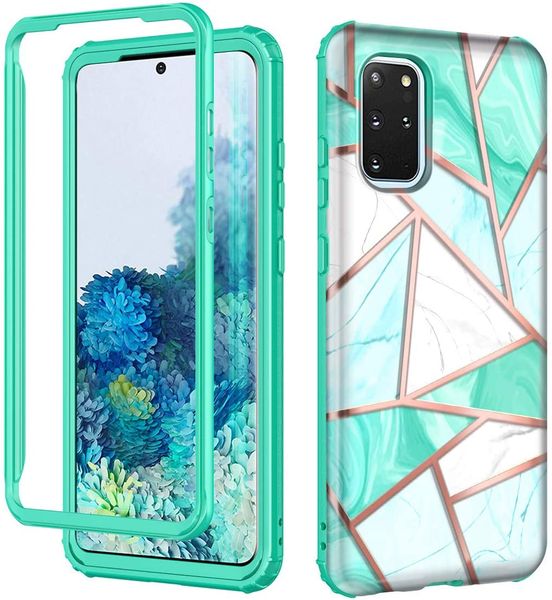 

for galaxy s20 plus marble green case glossy fullbody rugged clear high impact hard pc tpu bumper protective case