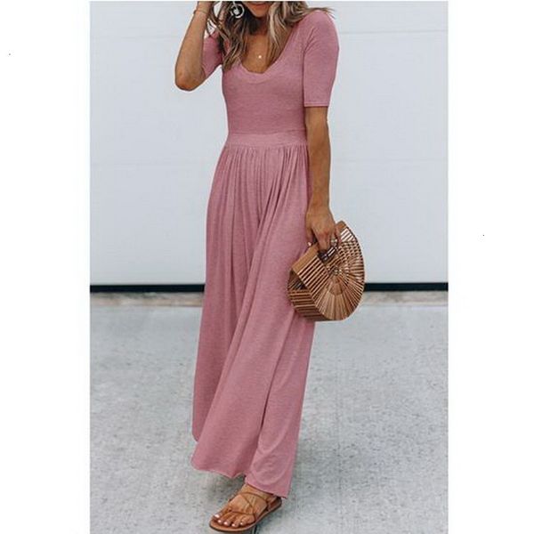 

2021 summer casual solid color womens o neck short jumpsuits v-neck full length elegant jumpsuit i3v4, Black;white