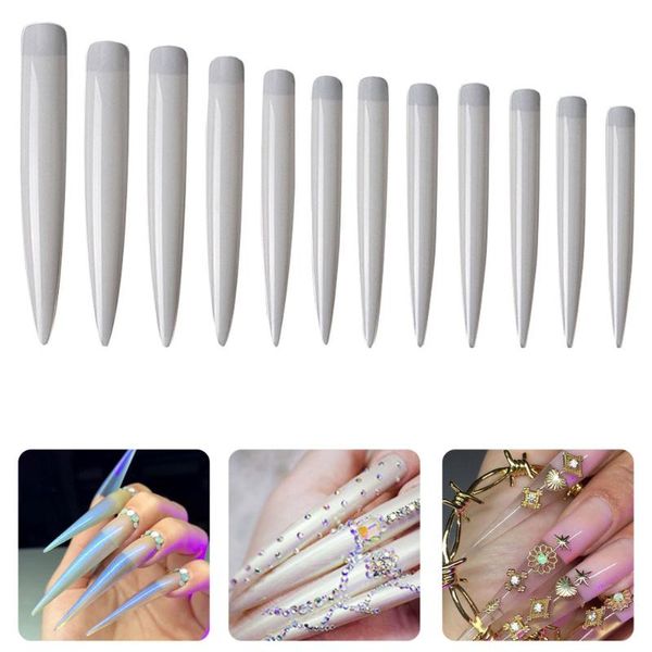 

false nails full cover fake nail artificial long art tips removable acrylic clear 120pcs, Red;gold