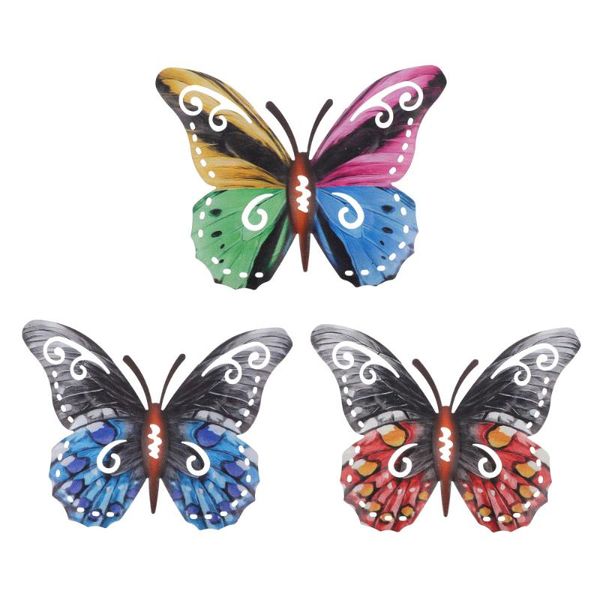 

decorative objects & figurines 3pcs iron butterflies hanging pendant garden wall art decorations