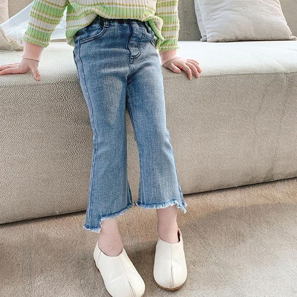 

jeans spring autumn fashion kids girl denim children boot cut pant baby little casual clothes trousers, Blue