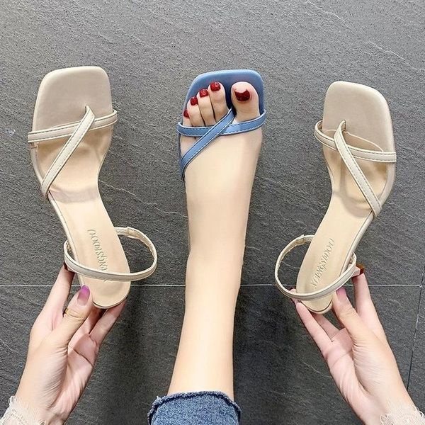 

sandals fashion stiletto summer 2021 flip flops high heel women wild simple and comfortable female, Black
