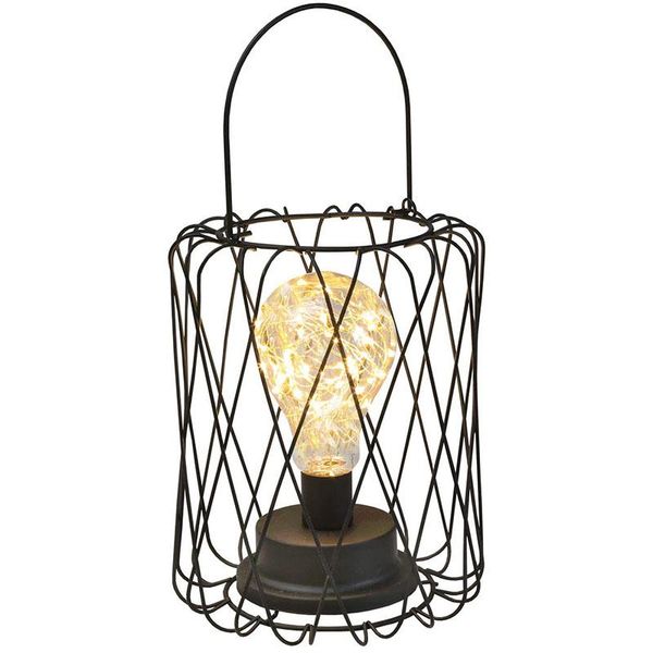 

table lamp, metal lampshade, lantern style, battery-powered, decorative battery lamp (not including battery)