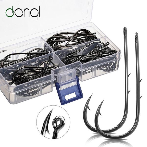 

fishing hooks donql 100pcs barbed high carbon steel single circle fishhook carp hook sea accessories tackle