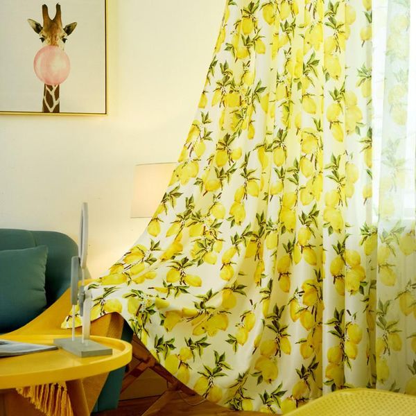 

curtain & drapes lemon darkening curtains for kids bedroom lovely window door decor polyester hooks cortinas living room kitchen cafe valanc