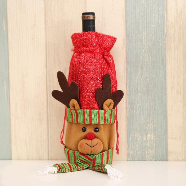 

christmas decorations style red wine bottle cover bags dinner table decoration santa claus decors year home gift