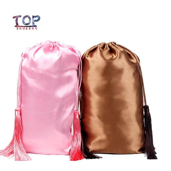 

gift wrap blank stock satin bags wig silk bag women extension packaging hair tasselbag