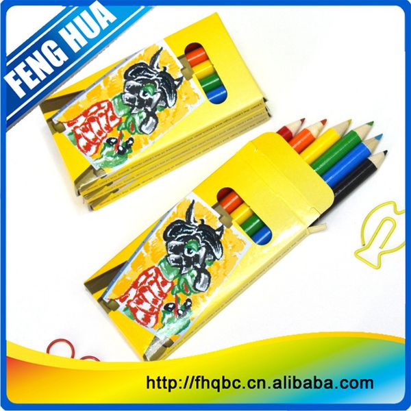 

pen 8.8cm size 6 color paper box mini color cil environmental friendly material color cil
