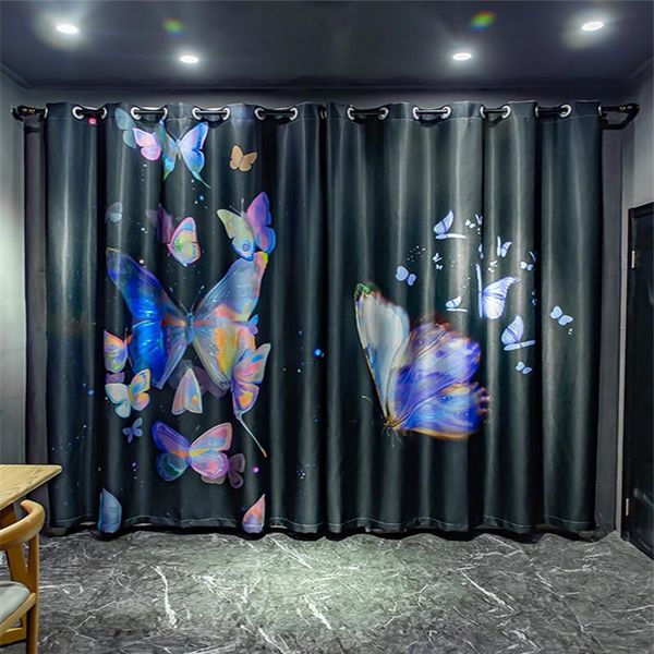 

curtain & drapes black and white butterfly flower geometry bedroom kitchen curtains living room decoration items customizable