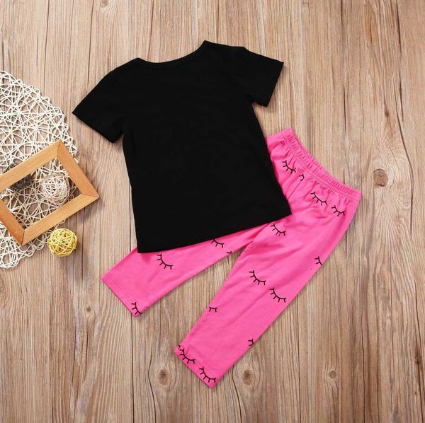 

new 1-6year girls clothe sets kid clothes baby girl outfits t-shirt letter lip +printed long pants clothes, White