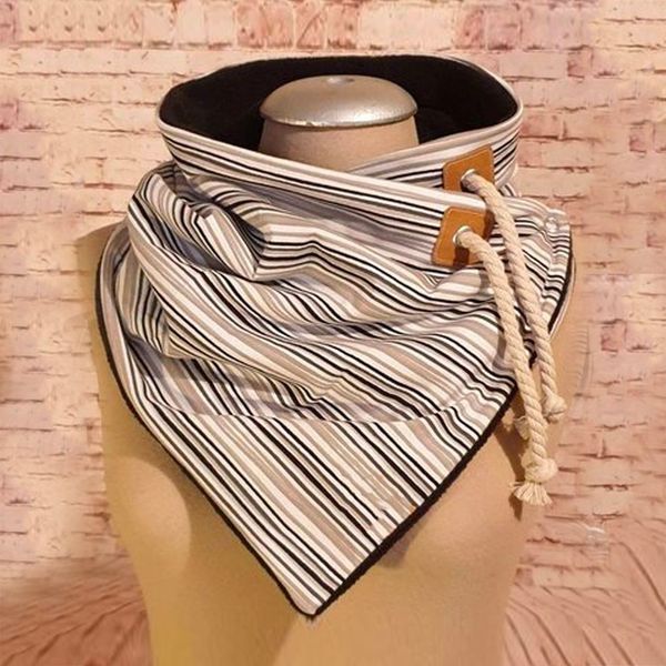 

women winter print soft wrap casual autumn warm drawstring scarves scarfs for ladies luxury scarf #42, Gray