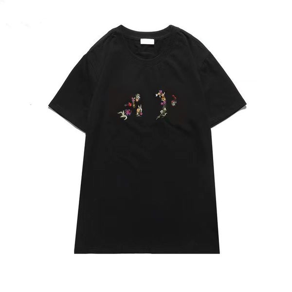 

2021 new mens summer new t-shirt fashion boys letters&flowers embroidery tees womens active 2 colors popular asian size trendy hot, White;black
