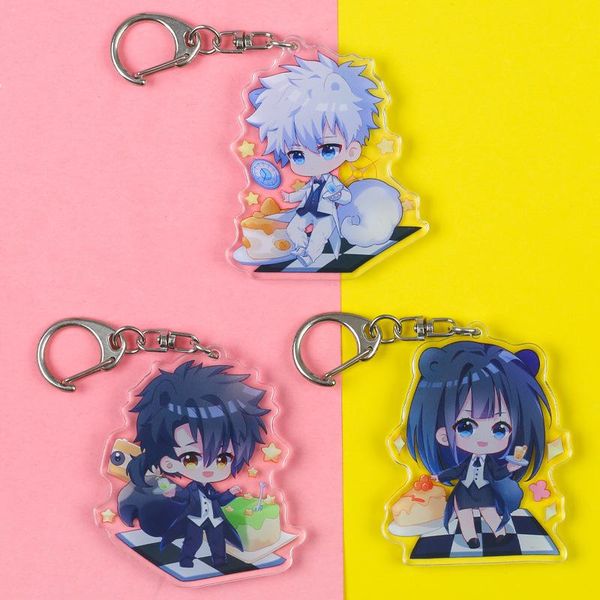 

keychains keychain man time agent key chain women holder couples keyring acrylic ring lu guang cheng xiaoshi pendant porte clef, Silver