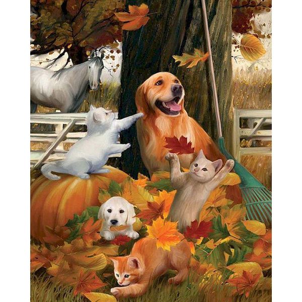 

paintings gatyztory frame dog cat horse diy painting by numbers handpainted halloween oil canvas colouring