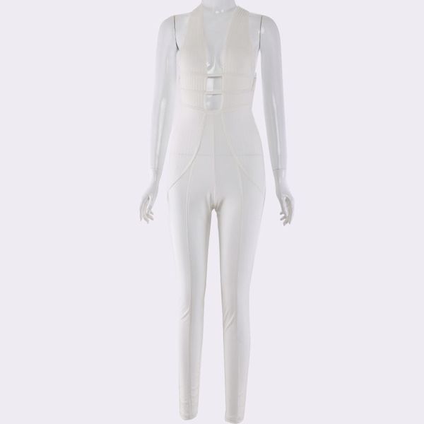 

combinaison femme summer rompers womens jumpsuit pleated bodycon overalls casual club jumpsuit female bodysuit dropshipping, White