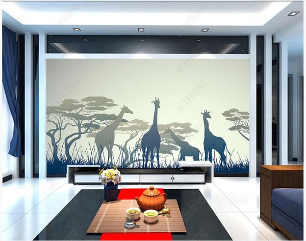 Papéis de parede personalizados Murais 3d Murais Papel de Parede Moderno Novo Chinês Cervos Floresta Sala de Estar de Living Papéis de Parede Decoração