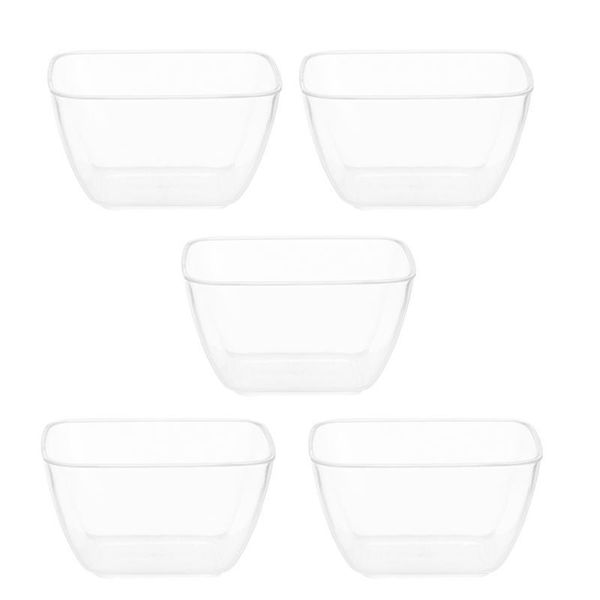 

disposable dinnerware 5pcs salad bowl plastic transparent square dessert storage for home store kitchen (70ml)