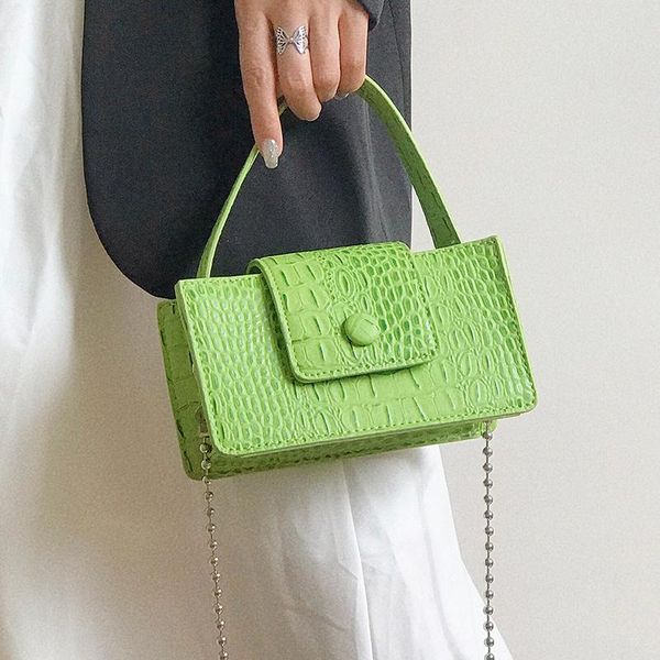 

evening bags crocodile pattern small tote bag 2021 fashion high-quality pu leather women's designer handbag chain shoulder messenger