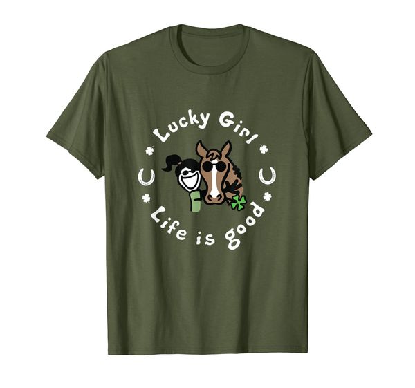 

Lucky Girl Life Is Good Horse Shamrock T-Shirt, Mainly pictures