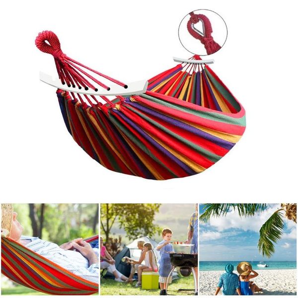 

camp furniture camping hammock outdoor garden travel swing canvas stripe hang bed double single people lazy chair
