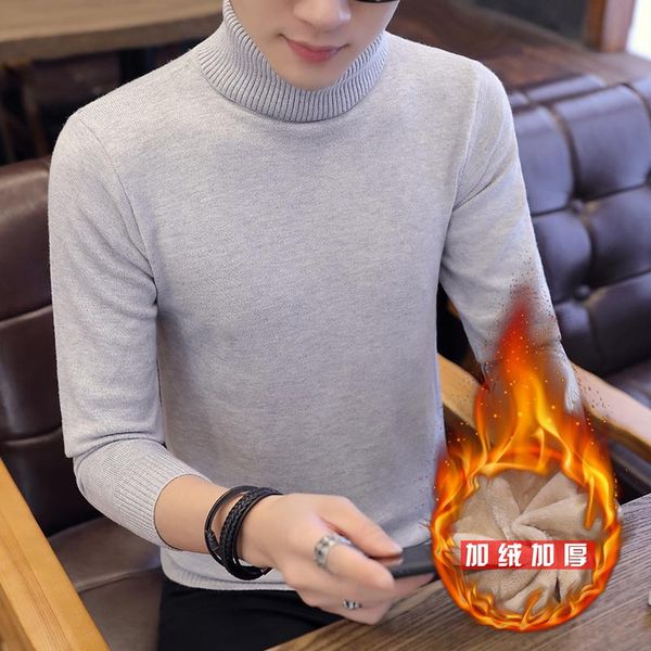 

2021 new sweater men's spring korean high necked sweater men's fashion personalized knitwear, White;black