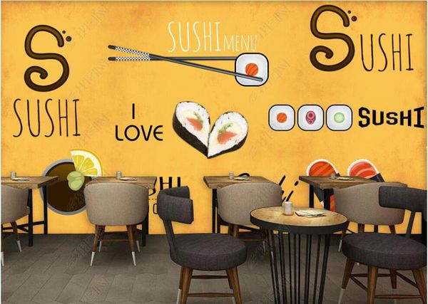 

3d wallpaper custom p mural hand drawn japanese cuisine sushi restaurant home decor 3d wall murals wallpaper for living room