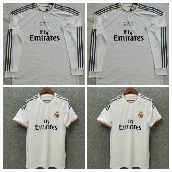 

manches longues 2013 2014 real madrid football soccerys full 13 14 ronaldo retro football shirts vintage isco maillot sergio ramos benzema, Black;yellow