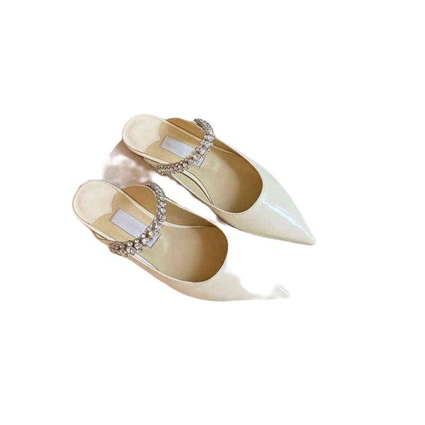 

women's formal shoes autumn 2021 j fashion black patent leather pointed shallow mouth flat bottom muller sandals half trailer high heel