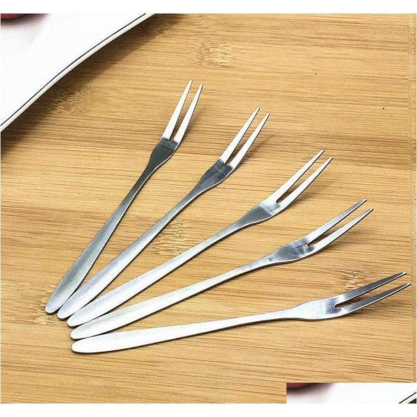 

stainless steel fruit fork dessert mooncake cake snack knife fork two-toothed fruit fork f jlljxg xmh_home