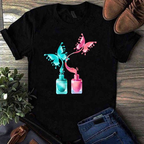 

harajuku nail ullzang printed korean t-shirt, women's wear, White