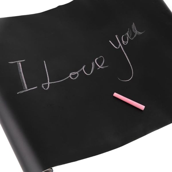 

wallpapers 1pcs adhesive blackboard film with 5 pcs chalk board stick roll 45cmx200cm kids draw wall decor drop wholesale