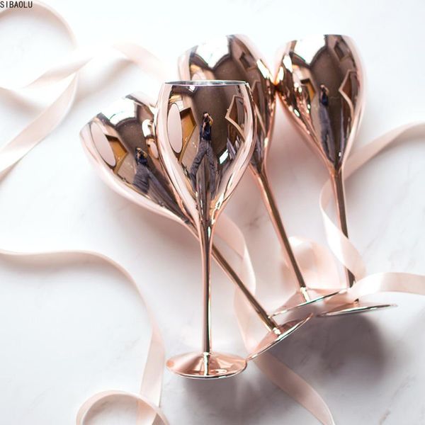 

rose golden crystal goblets wine glass juice drink champagne goblet party barware dinner water home decor chic luxury 420ml