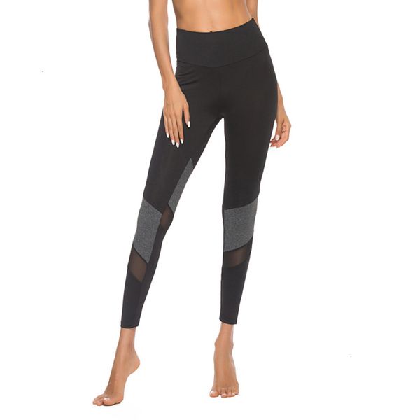 

2021mesh stitching yoga pants large women's leggings, Gray