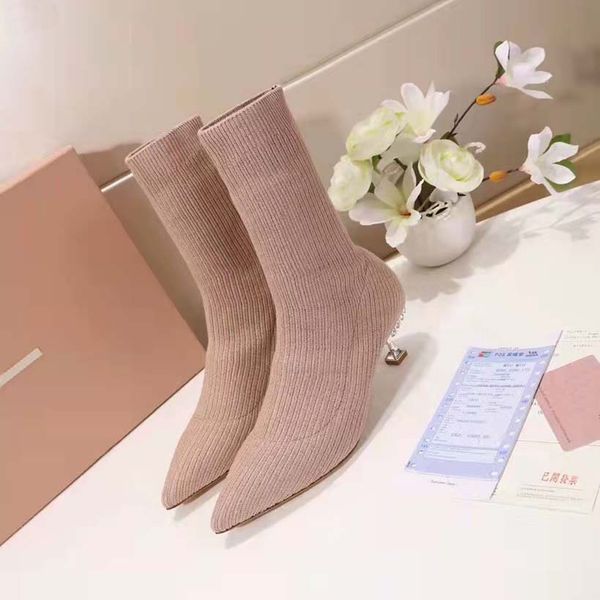 

fashion luxury women boots microfiber leather thick heel high heels autumn and winter side zipper pointed party shoes brand design ladies bo, Black