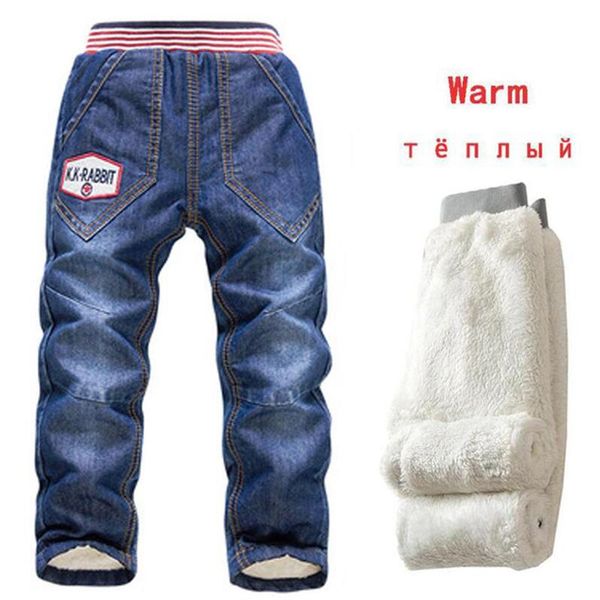 

jeans winter children pants kids 2021 autumn baby boys trousers casual 2-7y thicking warm denim, Blue
