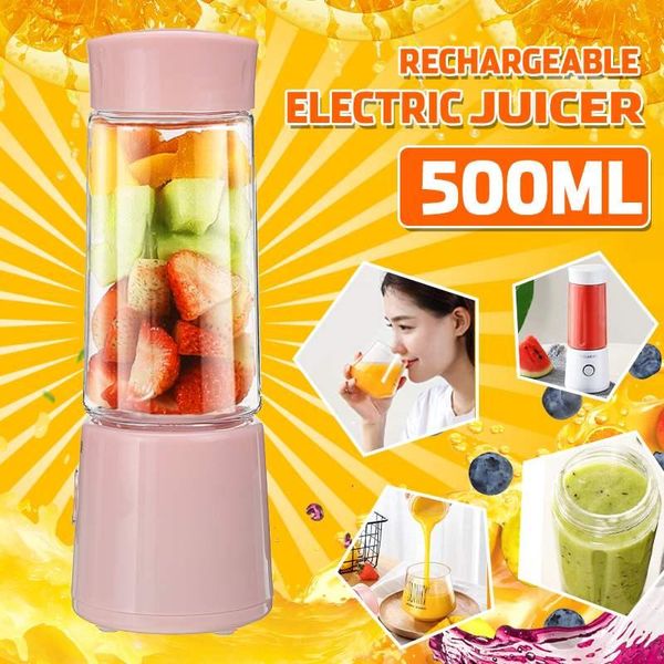

500ml usb electric fruit juicer rechargeable 15 times portable size handheld smoothie maker blender stirring mini juice cup