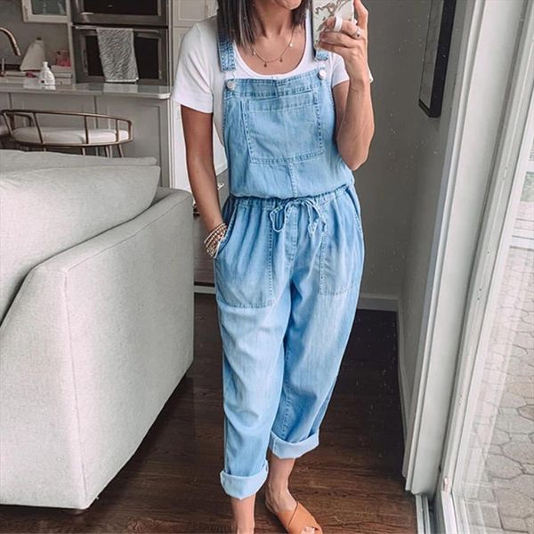 

jumpsuit jeans high waist solid womens capris color loose denim spring summer wide playsuits plus size g1, Black;white