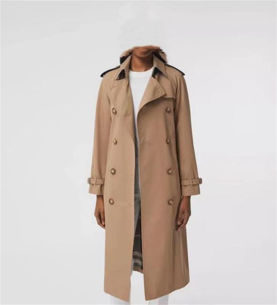 

ladies long trench coat double-breasted gabadian cotton windbreaker khaki british style autumn and winter outfit waterproof retro 4521, Tan;black