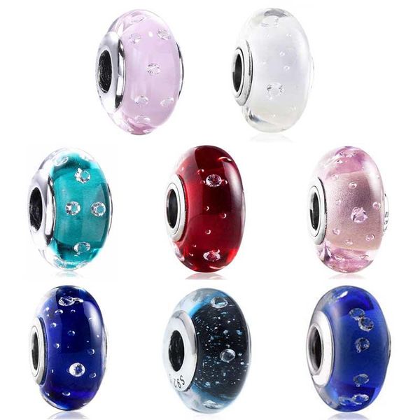 

other original multicolor effervescent lamp murano agate pendant fits bracelet925 sterling silver glass bead jewelry crystals