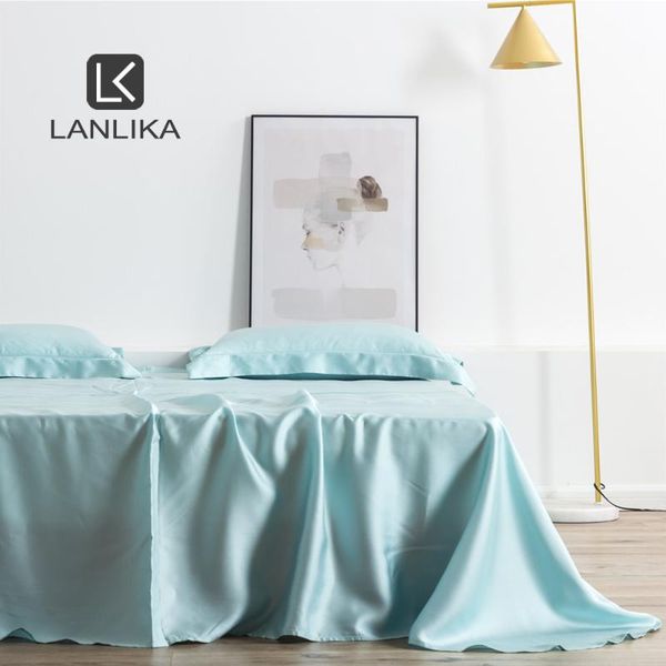 

sheets & sets lanlika women noble 100% silk mint green flat sheet silky healthy beauty bed cases euro queen king linen set